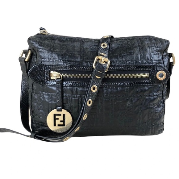 Fendi FF Quilted Coated Canvas Embossed Crossbody Bag - Picture 2 of 16